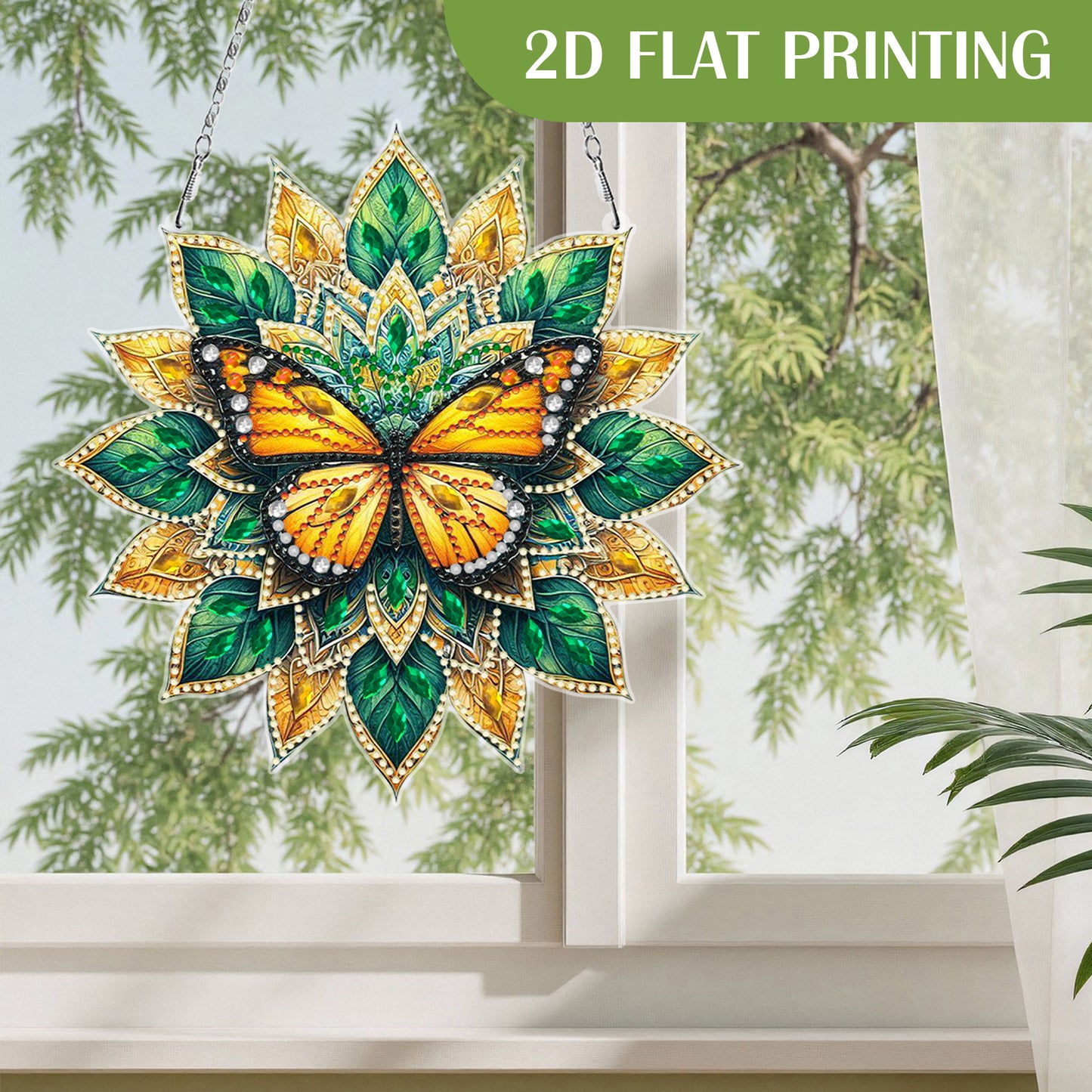 Butterfly Mandala 2D Flat DIY Diamond Art Pendant Wall Decor for Home & Windows