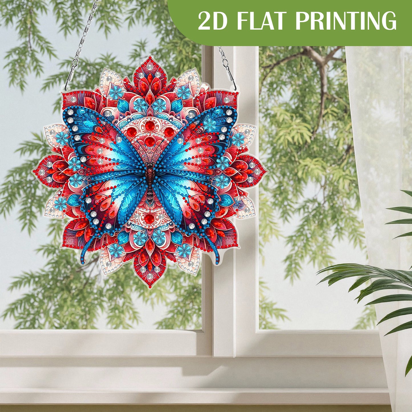 Butterfly Mandala 2D Flat DIY Diamond Art Pendant Wall Decor for Home & Windows