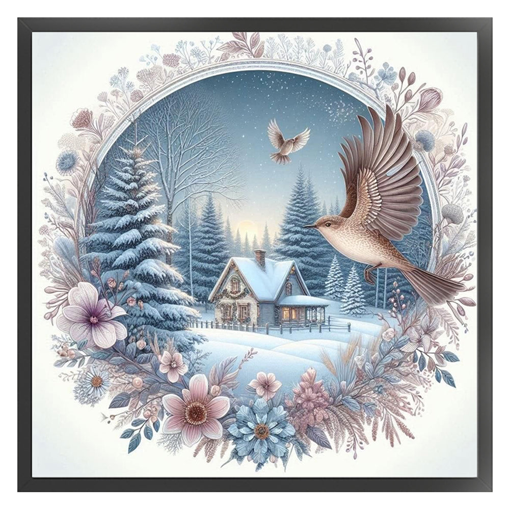 Wreathed Cottage - 11CT Stamped Cross Stitch 40*40CM