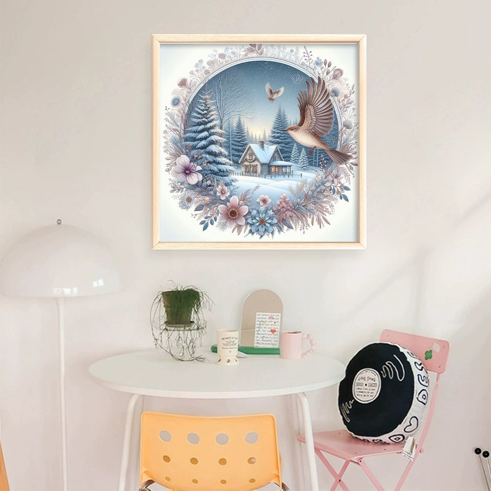 Wreathed Cottage - 11CT Stamped Cross Stitch 40*40CM