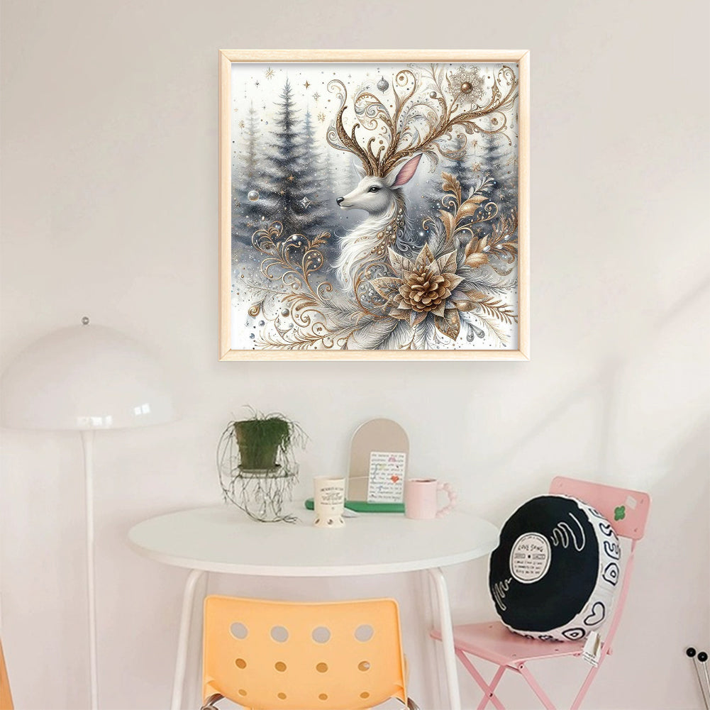 Winter Elk - 11CT Stamped Cross Stitch 40*40CM