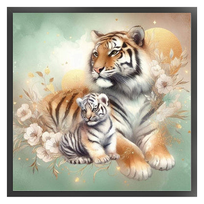 Tiger Mother And Cub - 11CT Stamped Cross Stitch 40*40CM