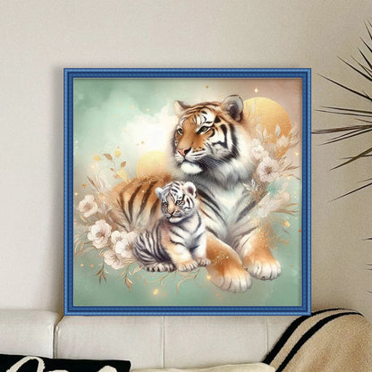Tiger Mother And Cub - 11CT Stamped Cross Stitch 40*40CM