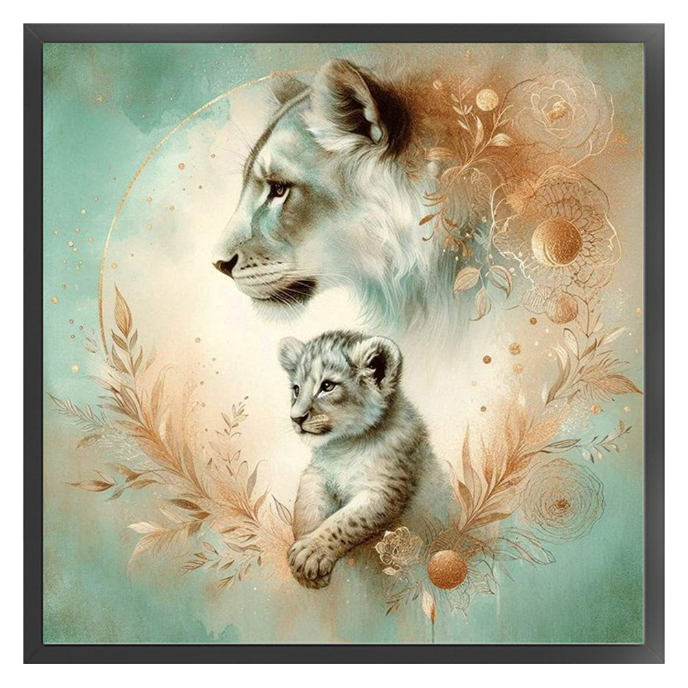 Leopard Mother And Cub - 11CT Stamped Cross Stitch 40*40CM