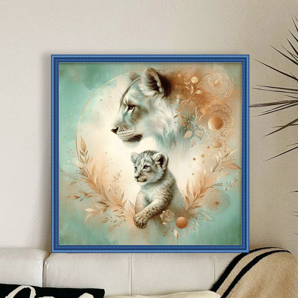Leopard Mother And Cub - 11CT Stamped Cross Stitch 40*40CM