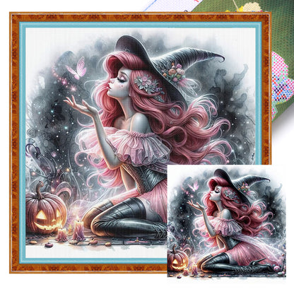 Halloween Mermaid Princess Witch - 11CT Stamped Cross Stitch 40*40CM