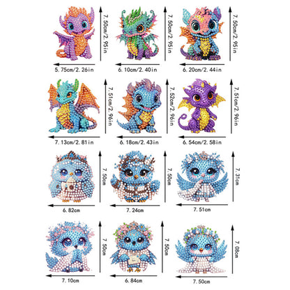 12PCS 2D Flat DIY Magnetic Refrigerator Stickers Diamond Art Kits for Home Decor