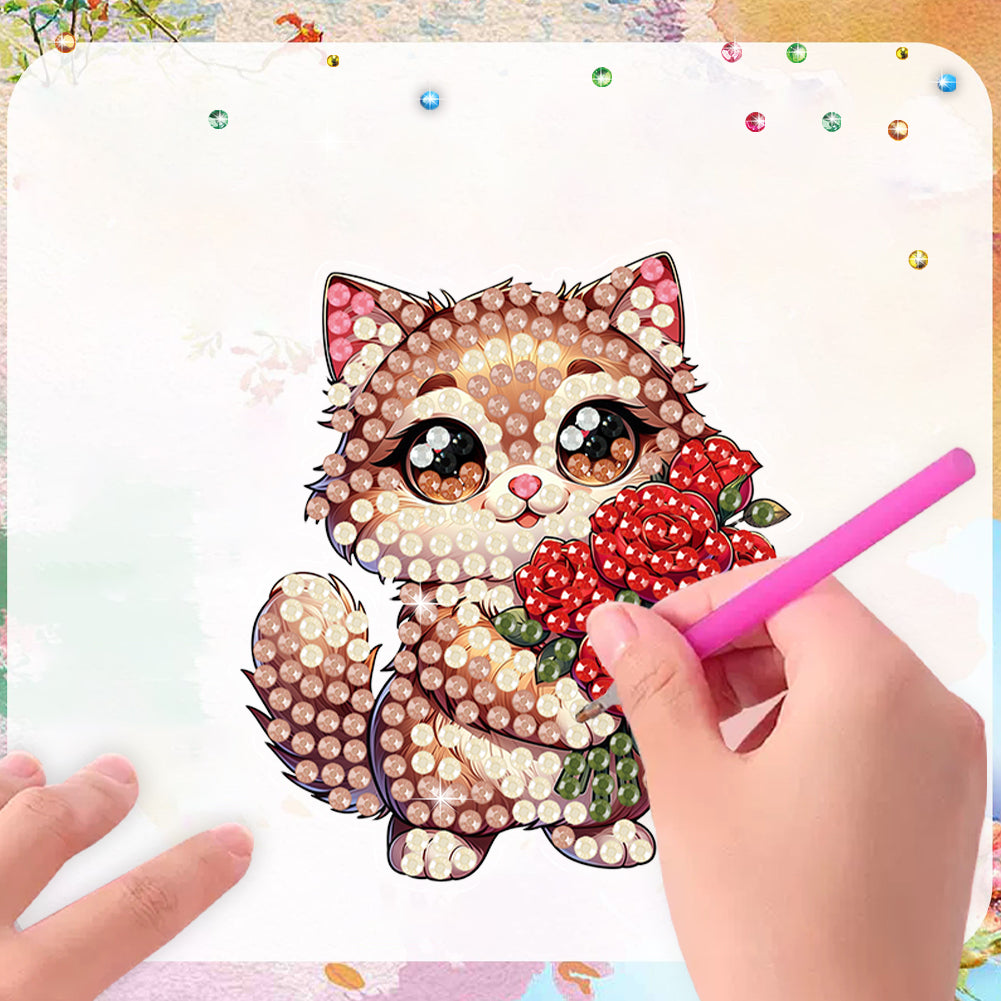 12PCS 2D Flat DIY Magnetic Refrigerator Stickers Diamond Art Kits for Home Decor