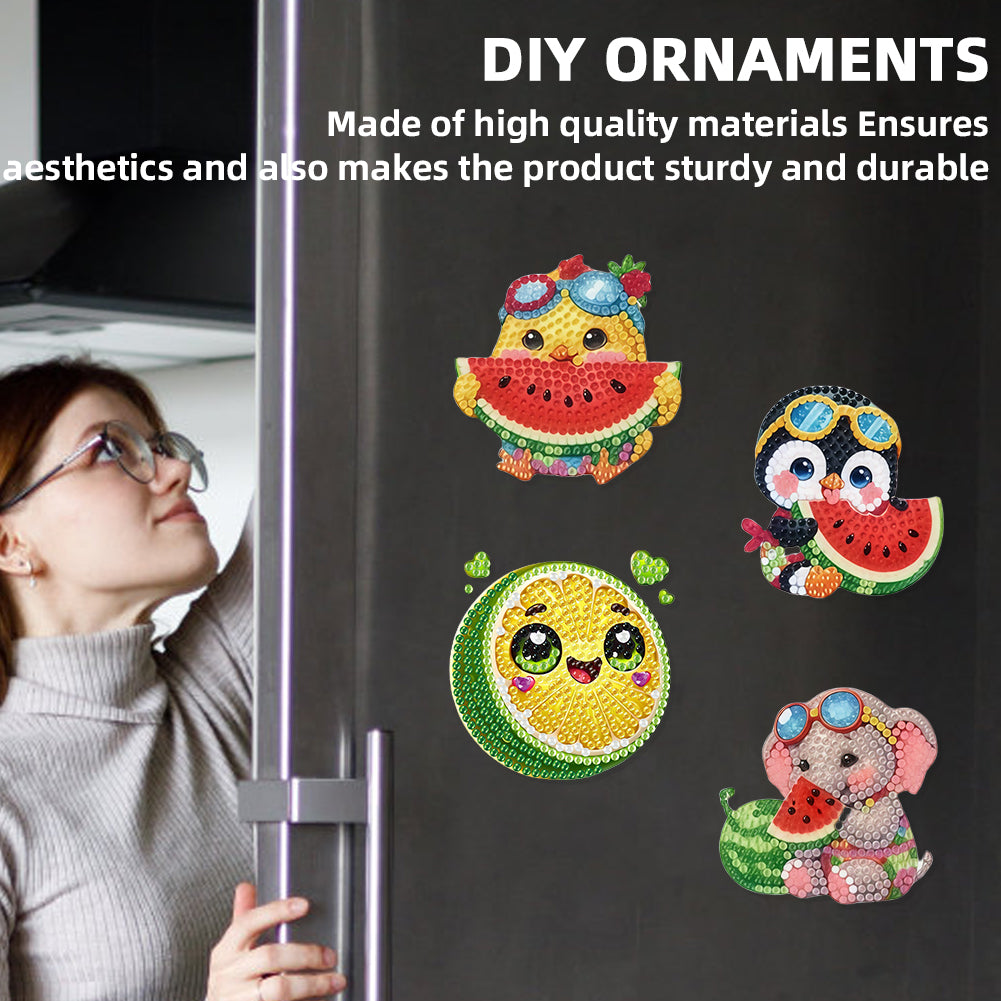 12PCS 2D Flat DIY Magnetic Refrigerator Stickers Diamond Art Kits for Home Decor