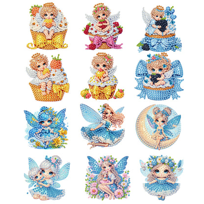 12PCS 2D Flat DIY Magnetic Refrigerator Stickers Diamond Art Kits for Home Decor