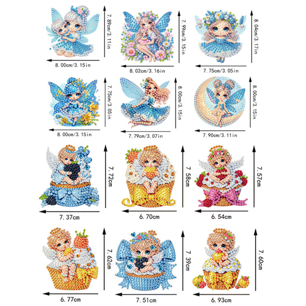 12PCS 2D Flat DIY Magnetic Refrigerator Stickers Diamond Art Kits for Home Decor
