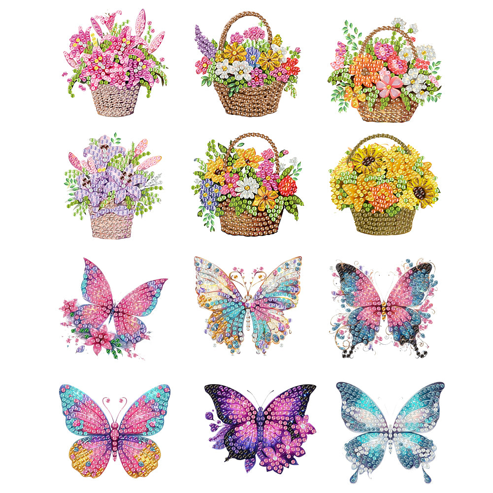 12PCS 2D Flat DIY Magnetic Refrigerator Stickers Diamond Art Kits for Home Decor