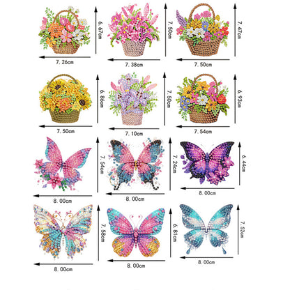 12PCS 2D Flat DIY Magnetic Refrigerator Stickers Diamond Art Kits for Home Decor