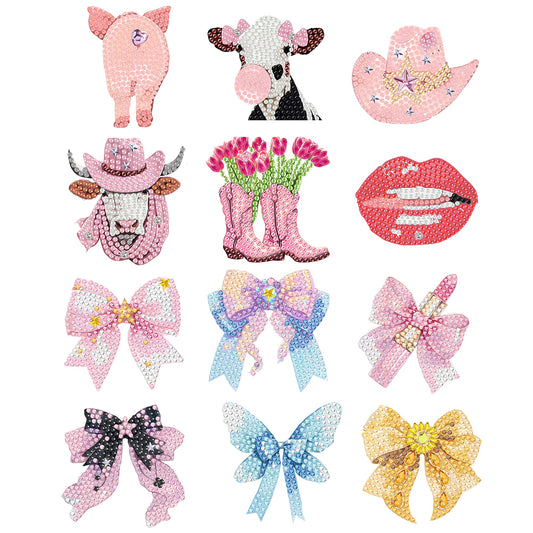 12PCS 2D Flat DIY Magnetic Refrigerator Stickers Diamond Art Kits for Home Decor