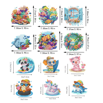 12PCS 2D Flat DIY Magnetic Refrigerator Stickers Diamond Art Kits for Home Decor