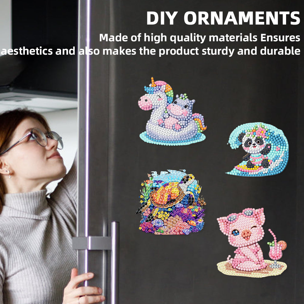 12PCS 2D Flat DIY Magnetic Refrigerator Stickers Diamond Art Kits for Home Decor