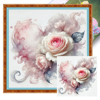 Heart Rose - 11CT Stamped Cross Stitch 40*40CM