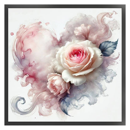 Heart Rose - 11CT Stamped Cross Stitch 40*40CM