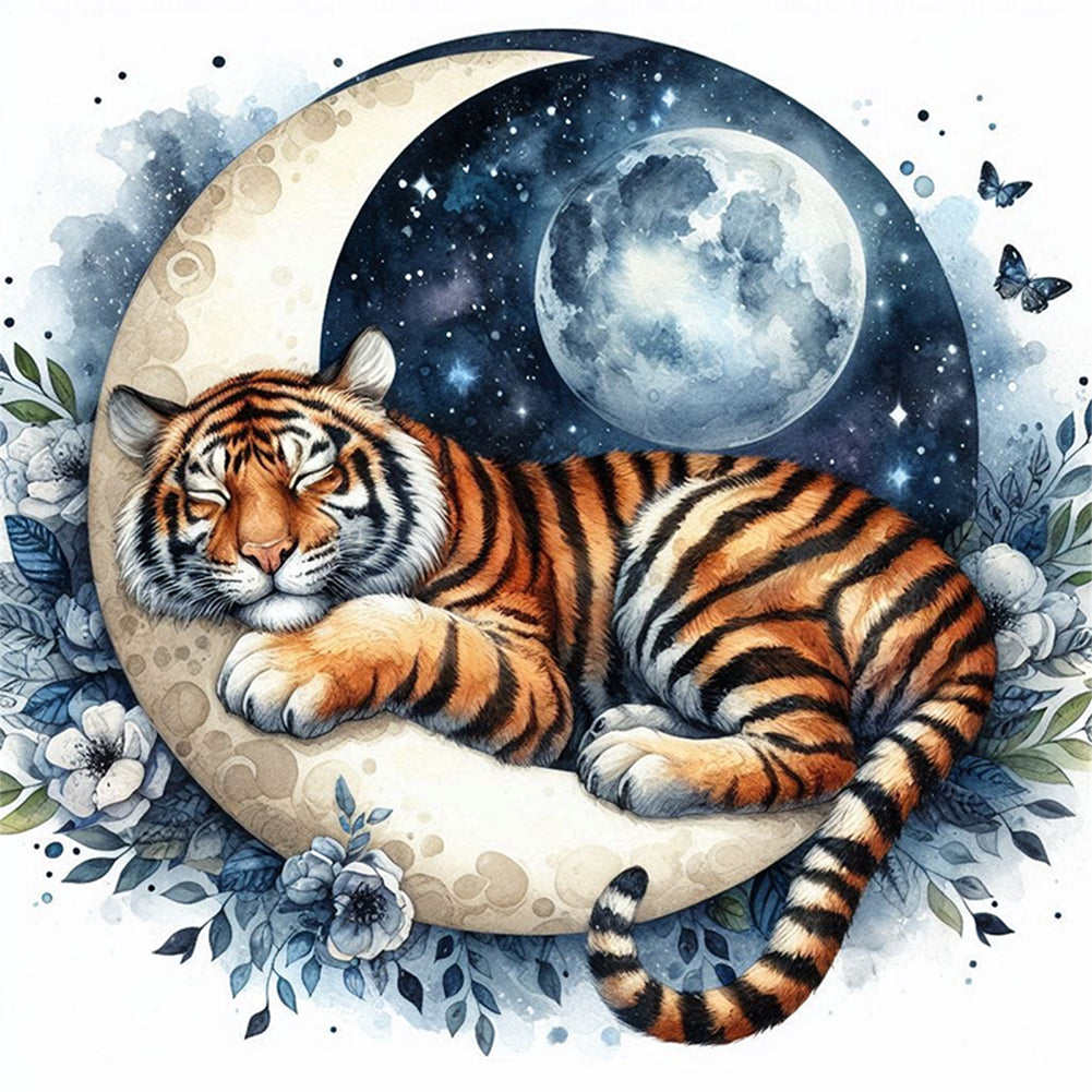 Tiger Moon - 11CT Stamped Cross Stitch 40*40CM