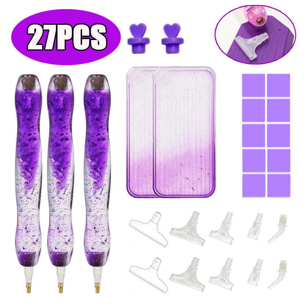 DIY Diamond Painting Pen Diamond Art Pen Diamond Painting Tools (27pcs Purple)