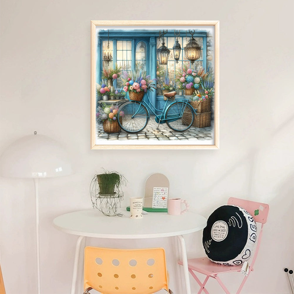Florist Bicycle - 11CT Stamped Cross Stitch 40*40CM