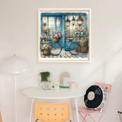 Florist Bicycle - 11CT Stamped Cross Stitch 40*40CM