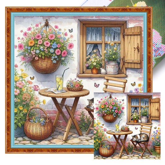 Garden Kitten - 11CT Stamped Cross Stitch 40*40CM