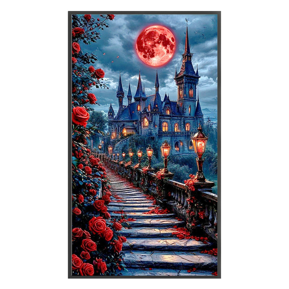 Red Rose Castle - 11CT Stamped Cross Stitch 40*70CM