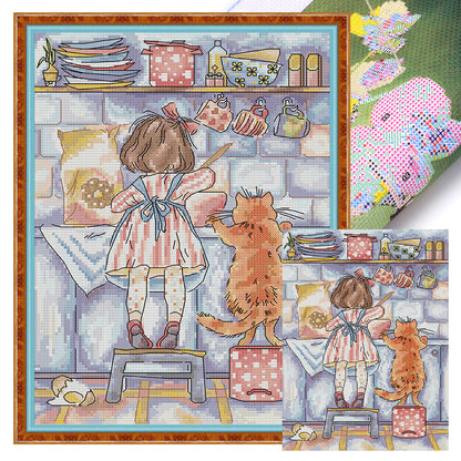 Pie Recipe - 11CT Stamped Cross Stitch 32*43CM(Joy Sunday)