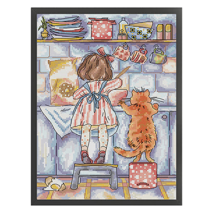 Pie Recipe - 11CT Stamped Cross Stitch 32*43CM(Joy Sunday)