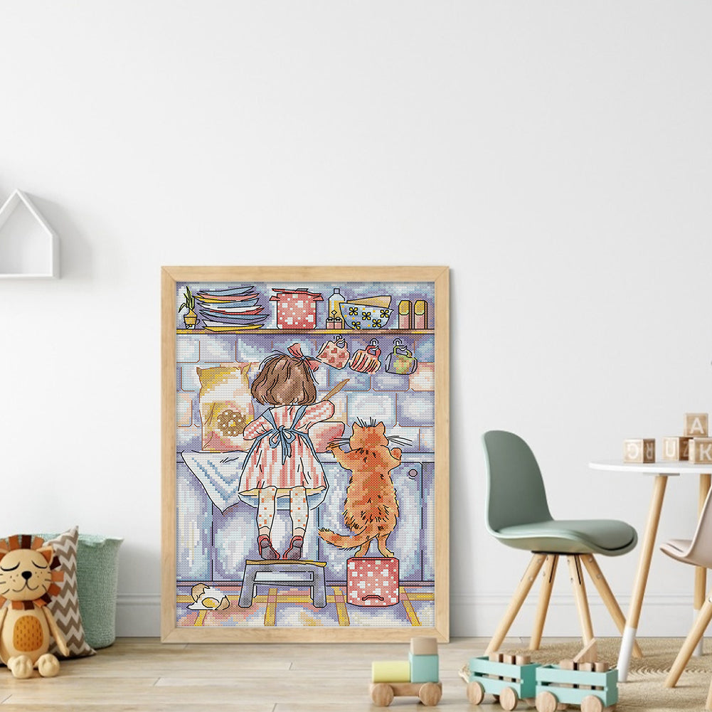 Pie Recipe - 11CT Stamped Cross Stitch 32*43CM(Joy Sunday)