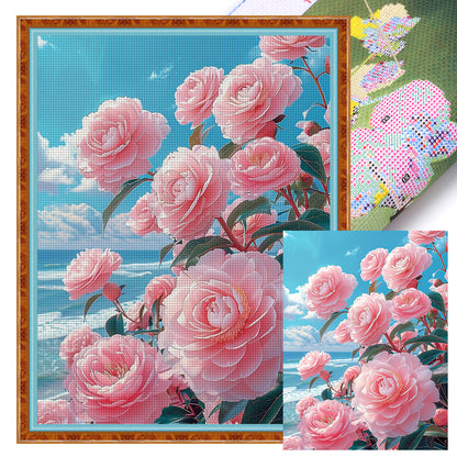 Camellia - 11CT Stamped Cross Stitch 61*82CM(Mona Lisa Brand Silk)