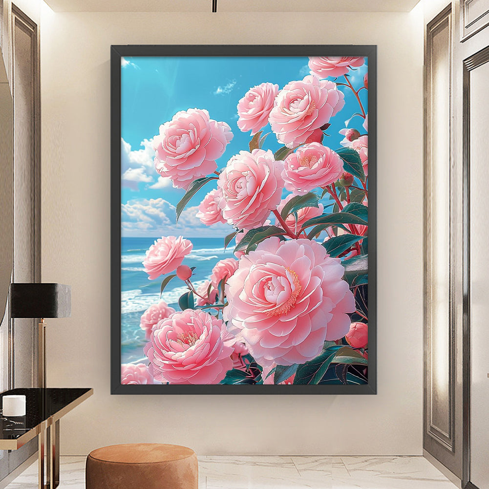 Camellia - 11CT Stamped Cross Stitch 61*82CM(Mona Lisa Brand Silk)