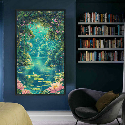 Moonlight Over Lotus Pond - 14CT Stamped Cross Stitch 40*70CM