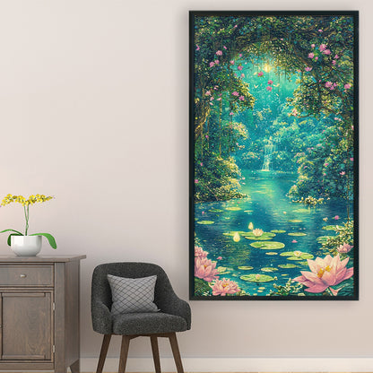 Moonlight Over Lotus Pond - 14CT Stamped Cross Stitch 40*70CM