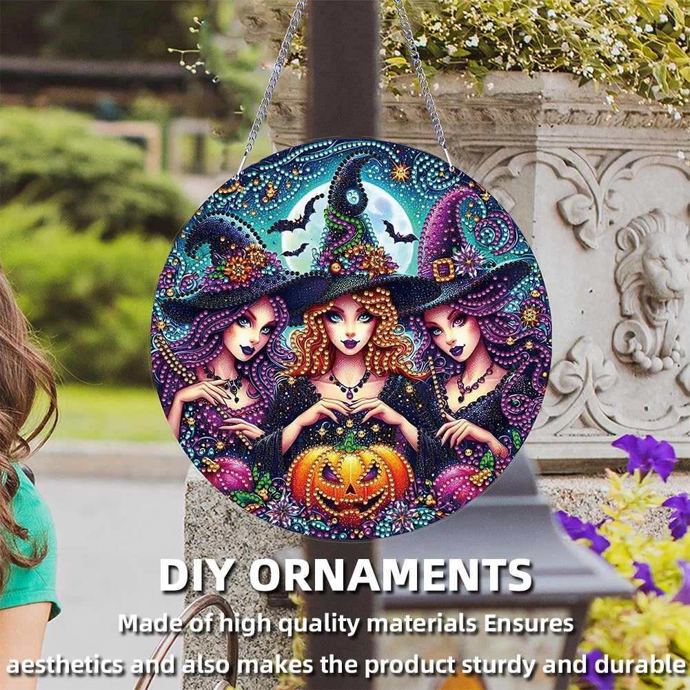 Halloween Witch Theme 2D Flat DIY Diamond Art Pendant Home Wall Decoration Craft