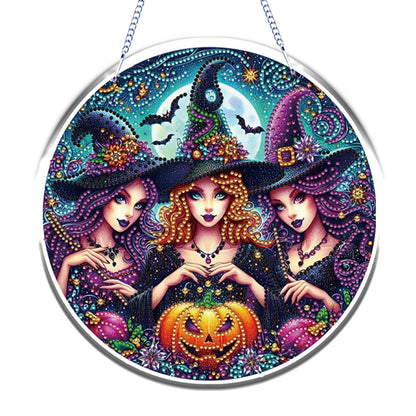Halloween Witch Theme 2D Flat DIY Diamond Art Pendant Home Wall Decoration Craft