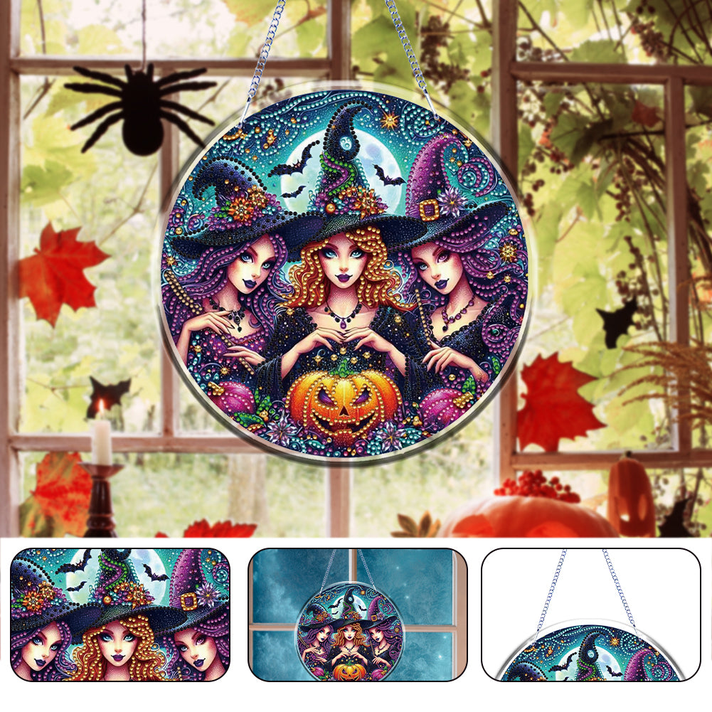 Halloween Witch Theme 2D Flat DIY Diamond Art Pendant Home Wall Decoration Craft
