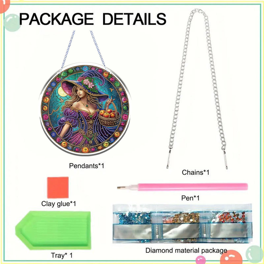 Halloween Witch Theme 2D Flat DIY Diamond Art Pendant Home Wall Decoration Craft