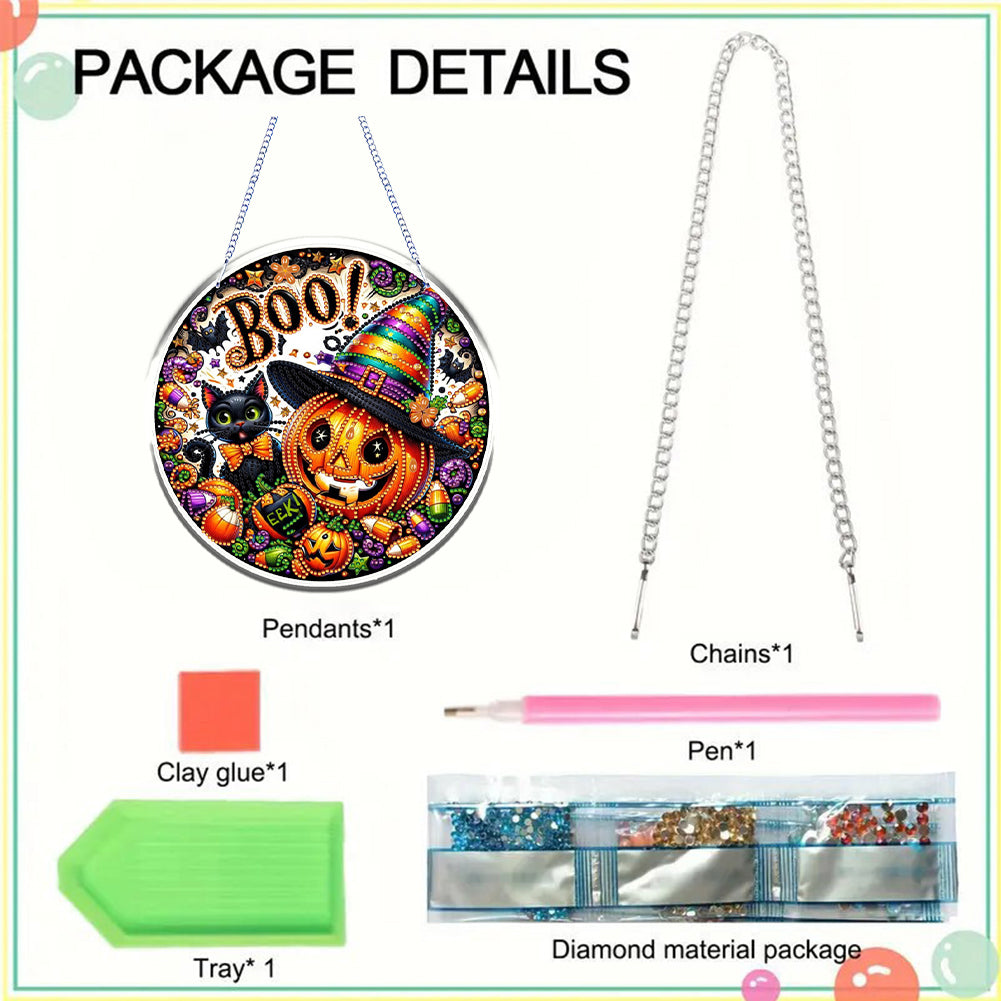 Halloween Pumpkin Theme 2D Flat DIY Diamond Art Pendant Home Wall Decoration
