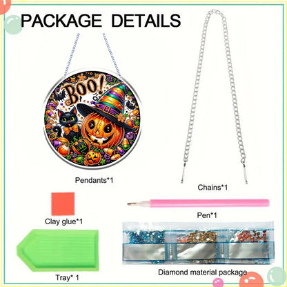 Halloween Pumpkin Theme 2D Flat DIY Diamond Art Pendant Home Wall Decoration