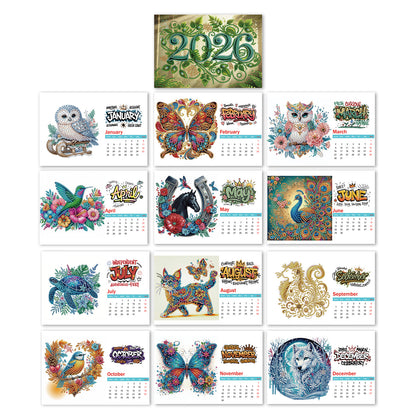 2026 Calendar Diamond Painting Kit DIY Diamond Art Desk Calendar for Home Office
