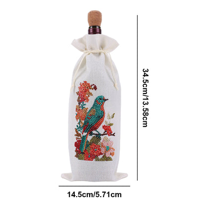 4pcs DIY Diamond Painting Wine Bag Kit Rhinestones Label Liquor Bottle Cover