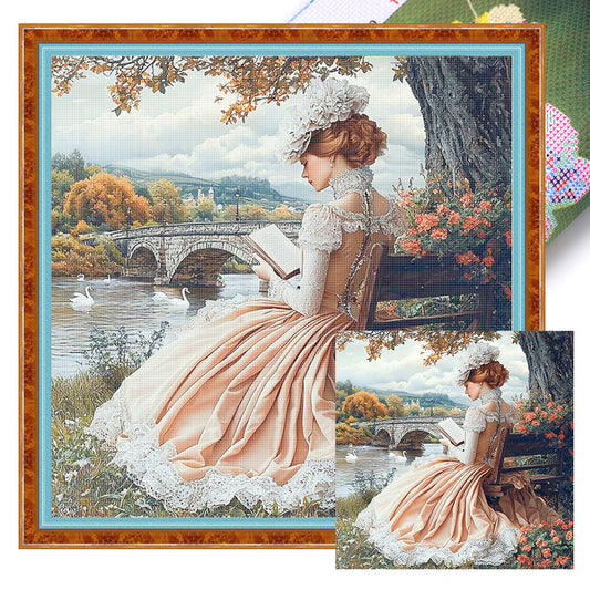 Victorian Girl - 14CT Stamped Cross Stitch 50*50CM