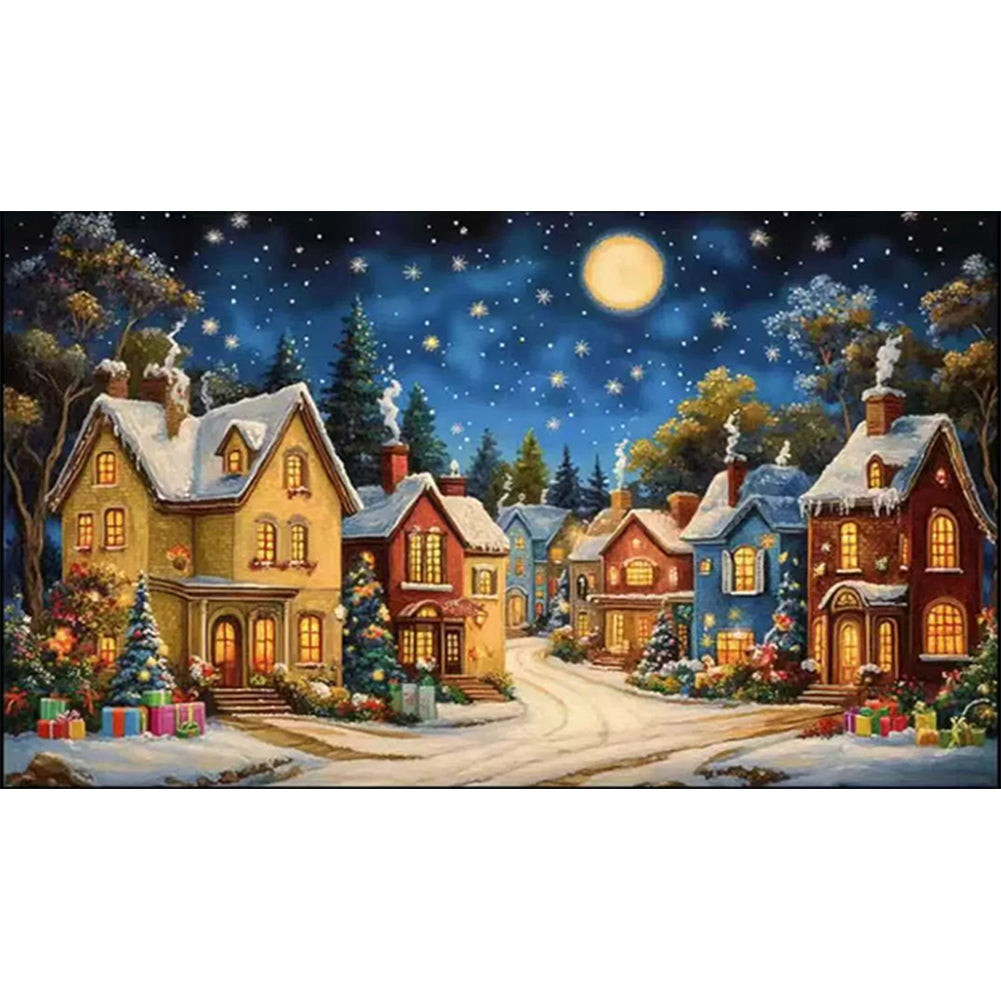 Starry Night In A European Town - 11CT Stamped Cross Stitch 50*85CM(Mona Lisa Brand)