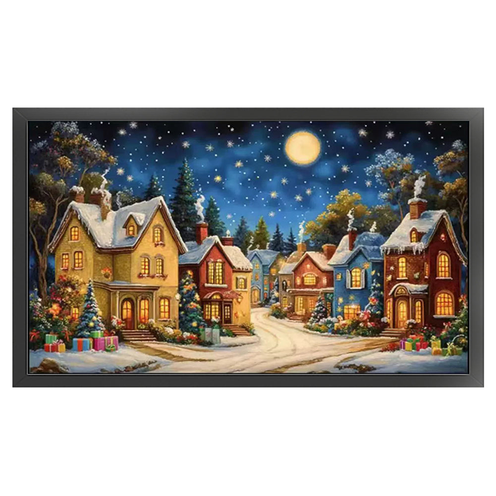 Starry Night In A European Town - 11CT Stamped Cross Stitch 50*85CM(Mona Lisa Brand)