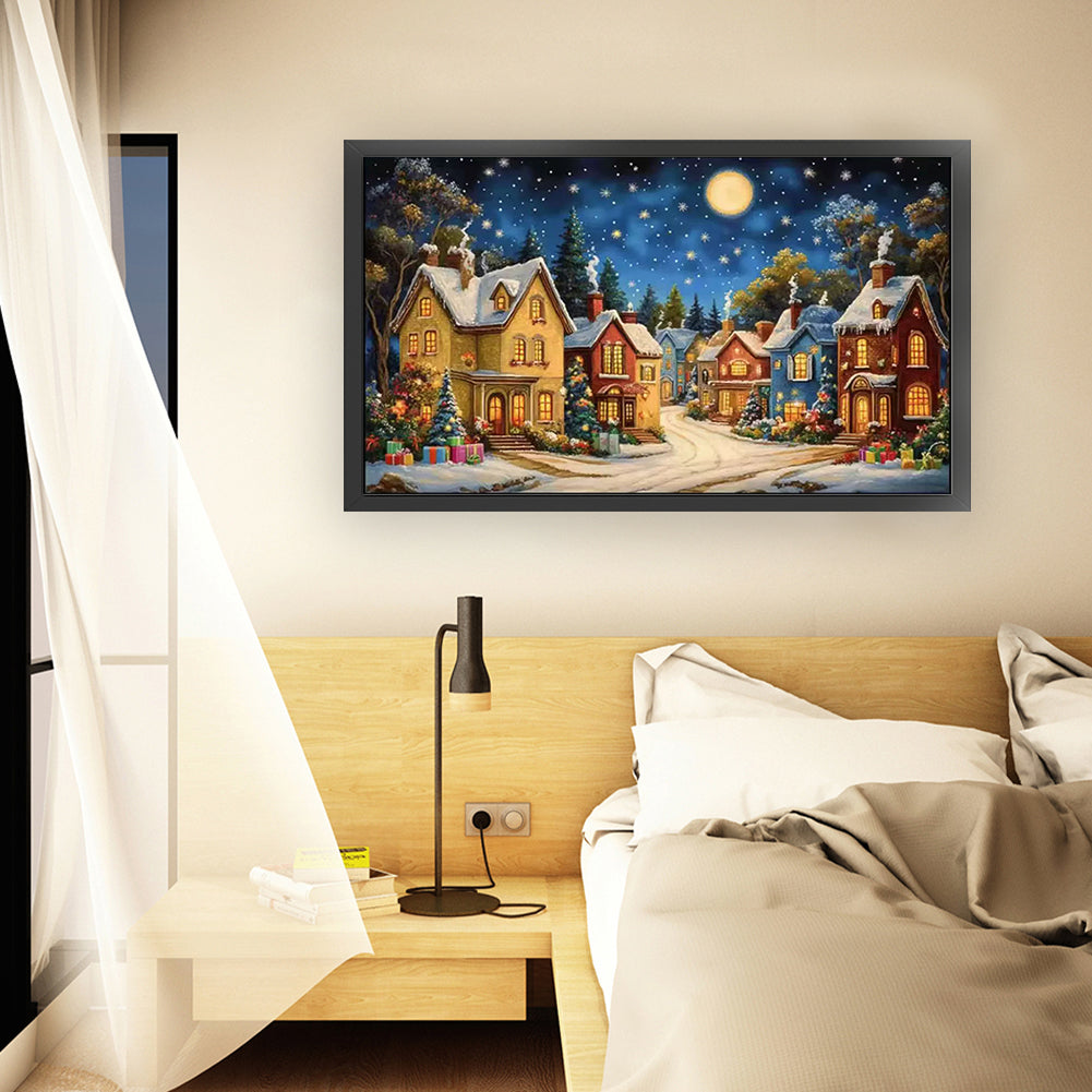 Starry Night In A European Town - 11CT Stamped Cross Stitch 50*85CM(Mona Lisa Brand)