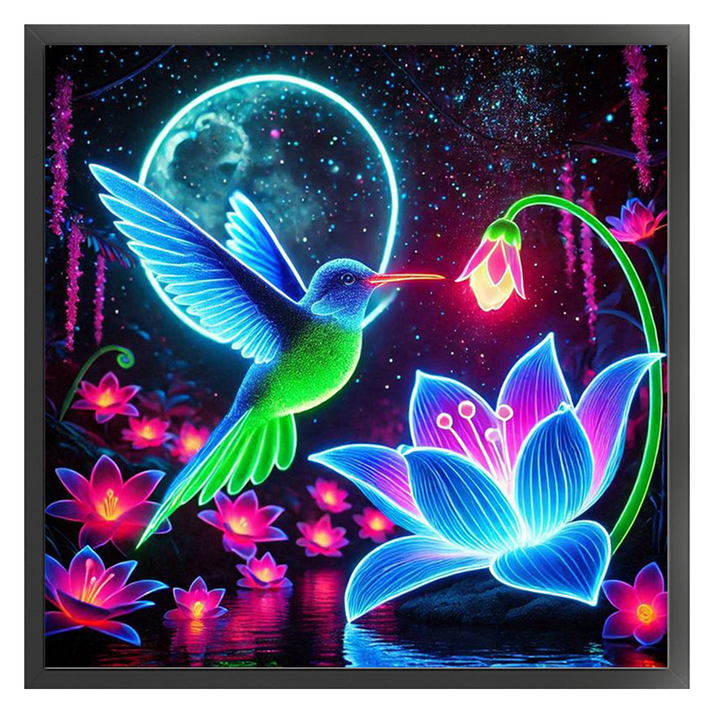 Luminous Lotus Hummingbird - 11CT Stamped Cross Stitch 40*40CM