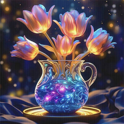 Luminous Tulip Vase - 11CT Stamped Cross Stitch 40*40CM