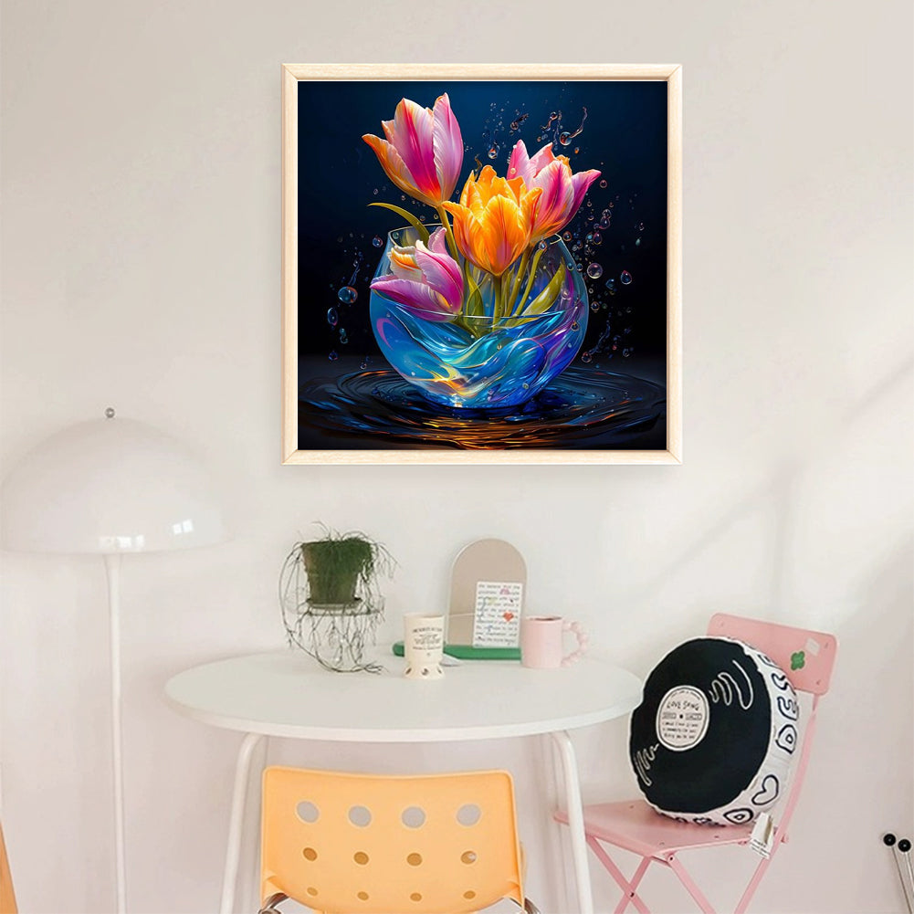 Luminous Tulip Vase - 11CT Stamped Cross Stitch 40*40CM